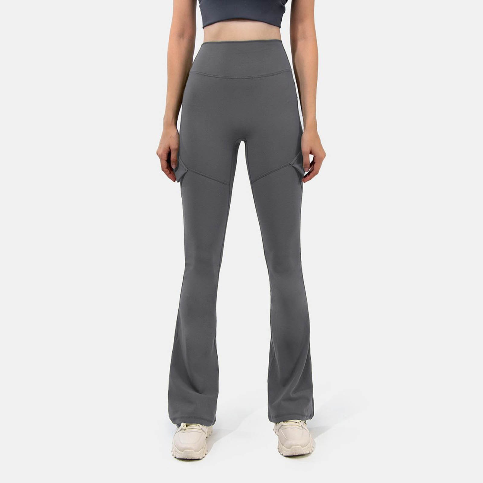 thumbnail image 4 of Pantalones casuales acampanados con bolsillos para mujer - Athleisure/yoga, poliéster, todas las estaciones, S-XL, 4 of 8